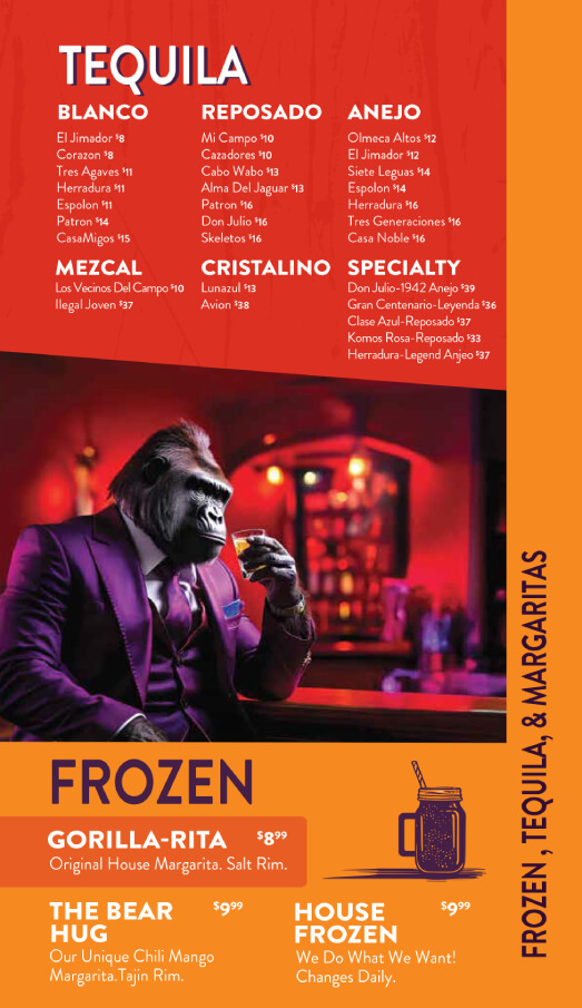 Gorilla Taco Bar Menu