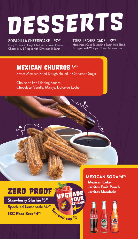 Gorilla Taco Drink Menu Page 6 - Dessert & Mocktails