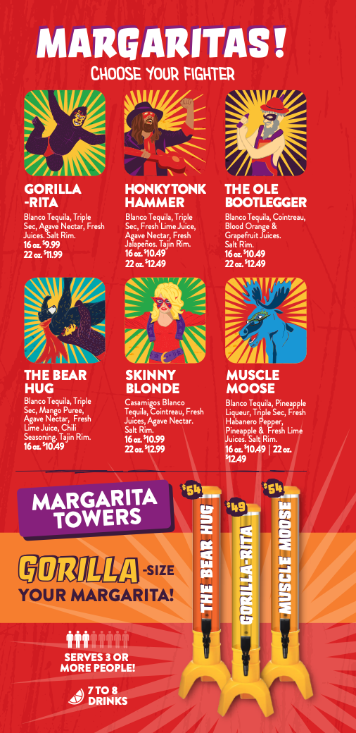 bar menu margaritas