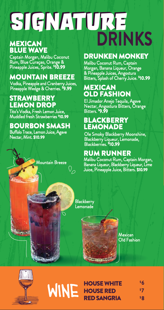 bar menu signature drinks