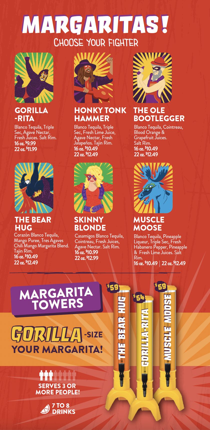 Gorilla Taco Drink Menu Page 2 - Margaritas!